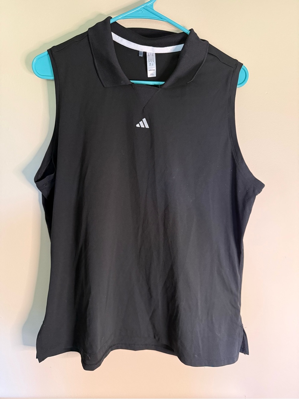 adidas Black Sleeveless Polo Tank Top with White Logo